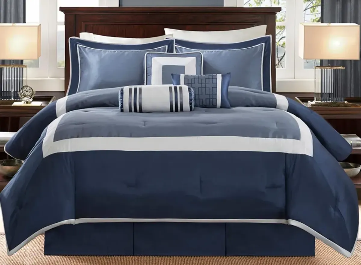 Genevieve 7-pc. Comforter Set in Navy by E&E Co Ltd