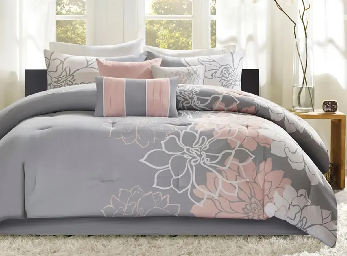 Lola 6-pc. Comforter Set in Gray/Blush by E&E Co Ltd