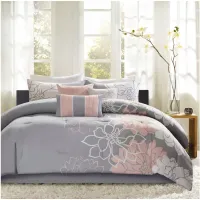 Lola 6-pc. Comforter Set in Gray/Blush by E&E Co Ltd