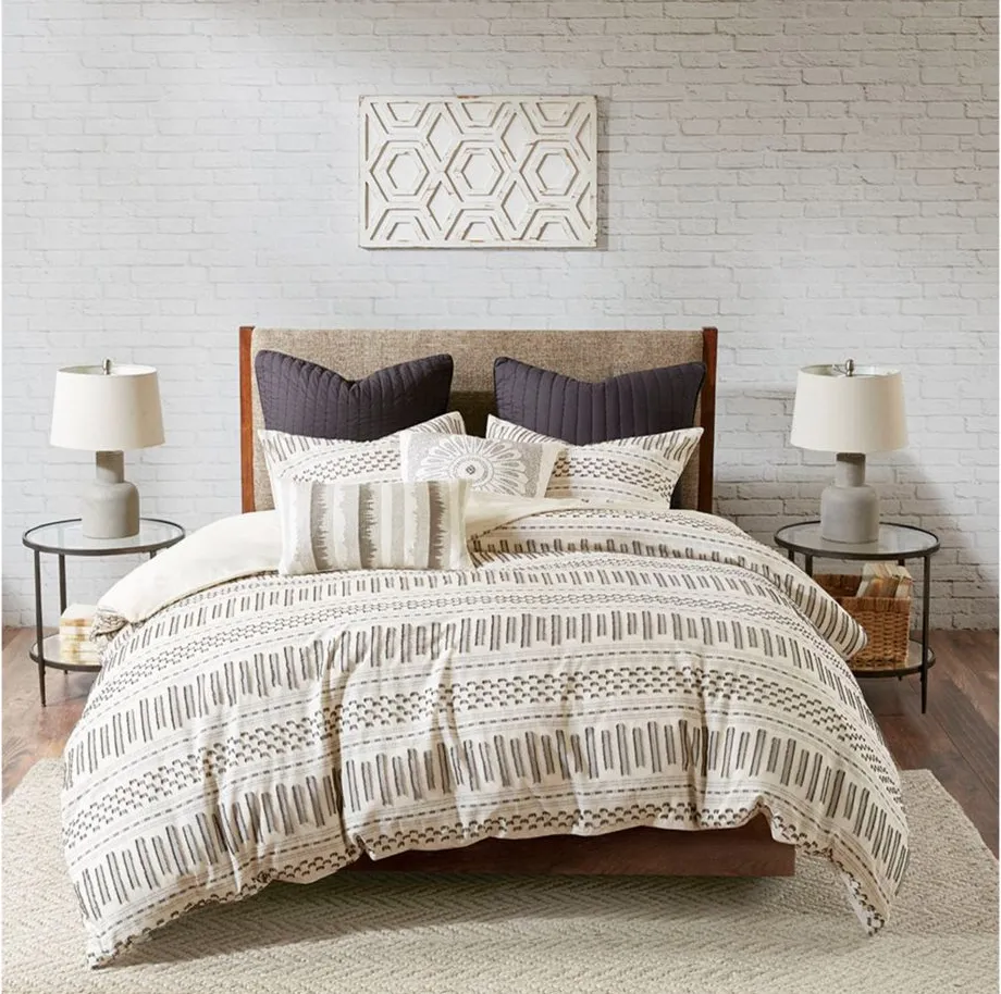 Rhea Comforter Set in Ivory/Charcoal by E&E Co Ltd
