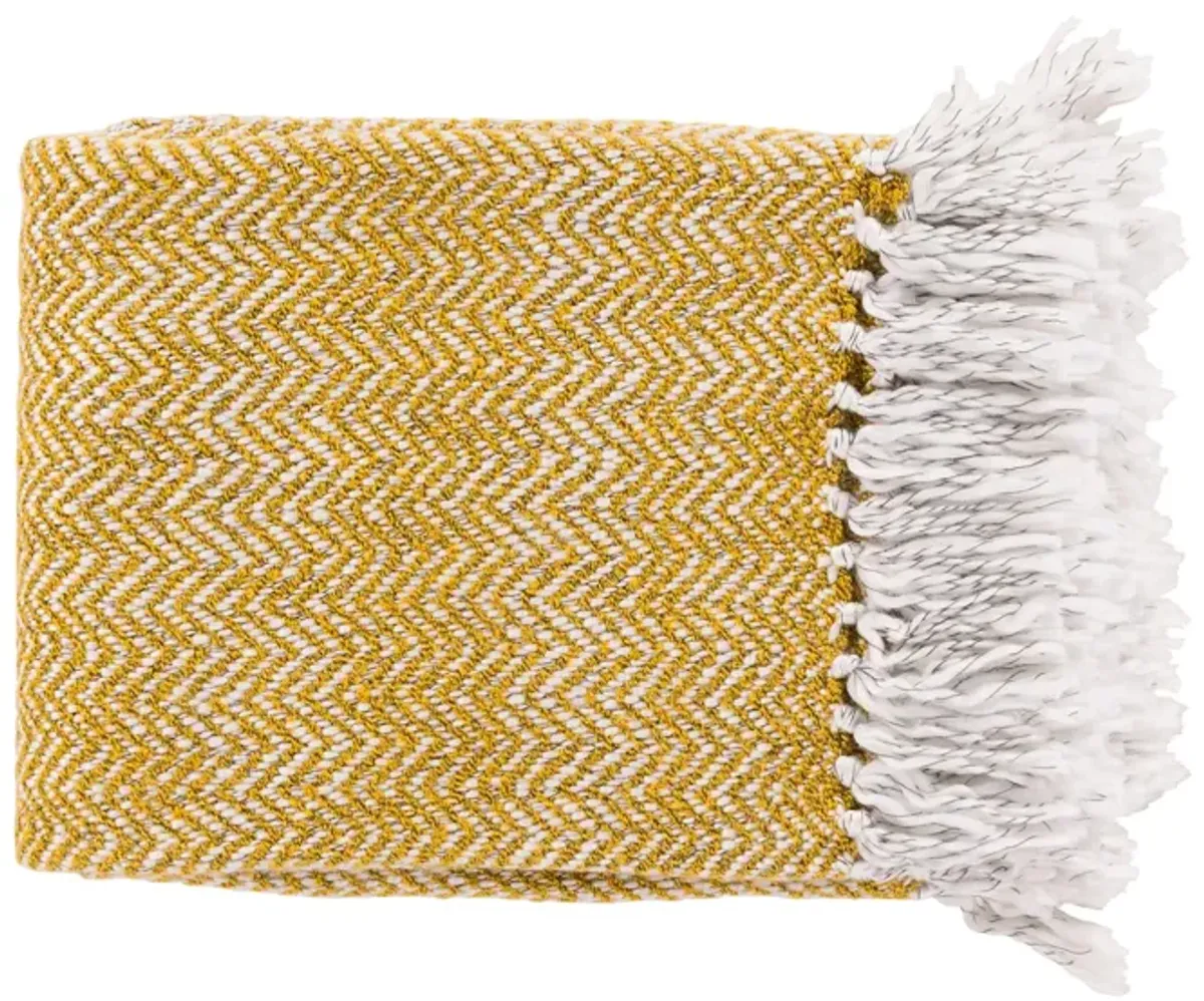 Trina Throw in Mustard, White, Charcoal by Surya