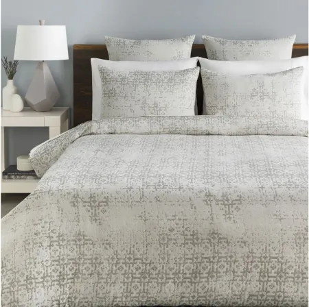 Abstraction Full/Queen Duvet Set in Light Gray by Surya