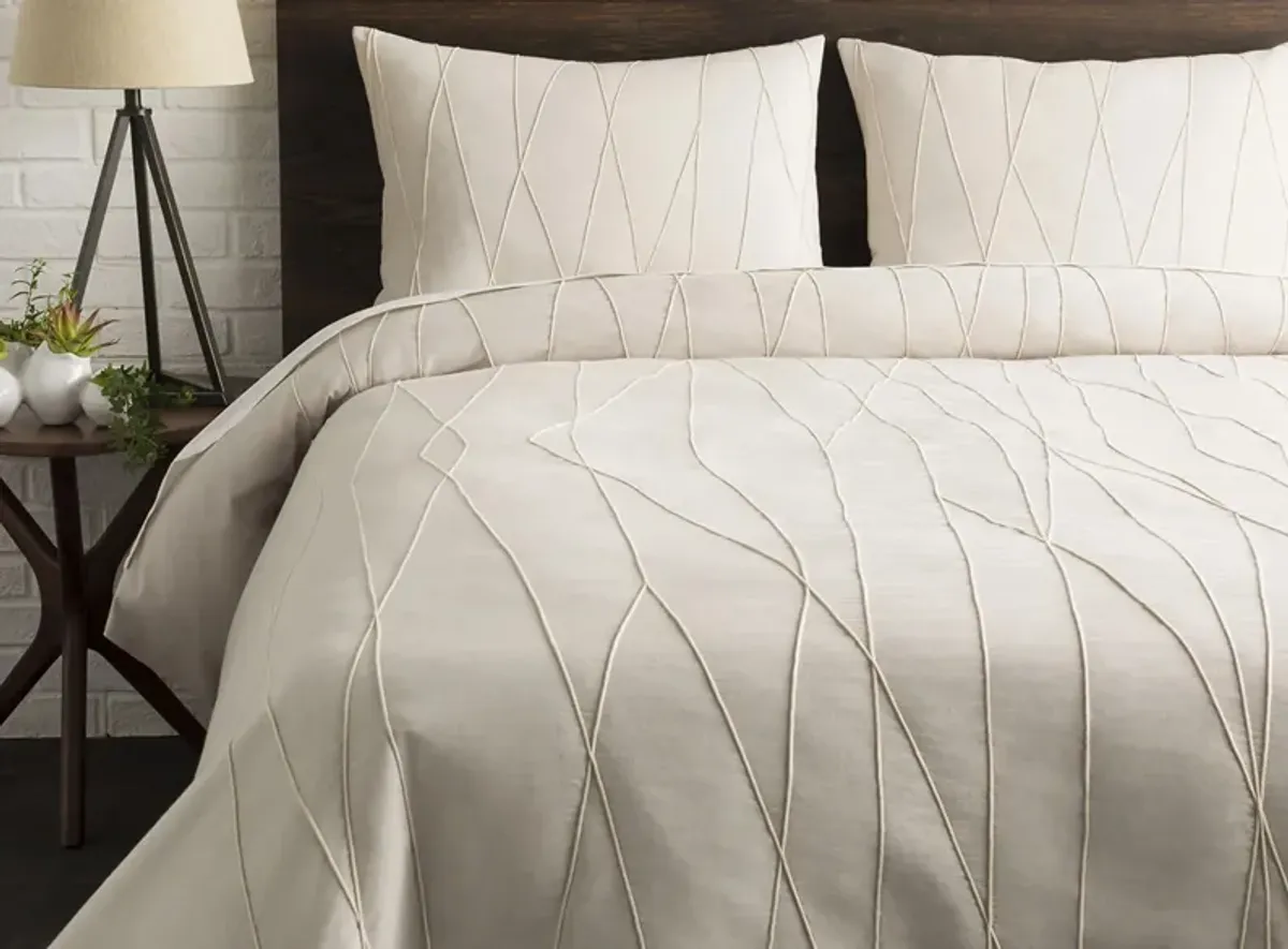 Mio Full/Queen Duvet Set in Light Gray/Cream by Surya