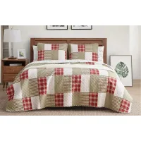 Camano Island Plaid 3-pc. Quilt Set in RED by Revman International