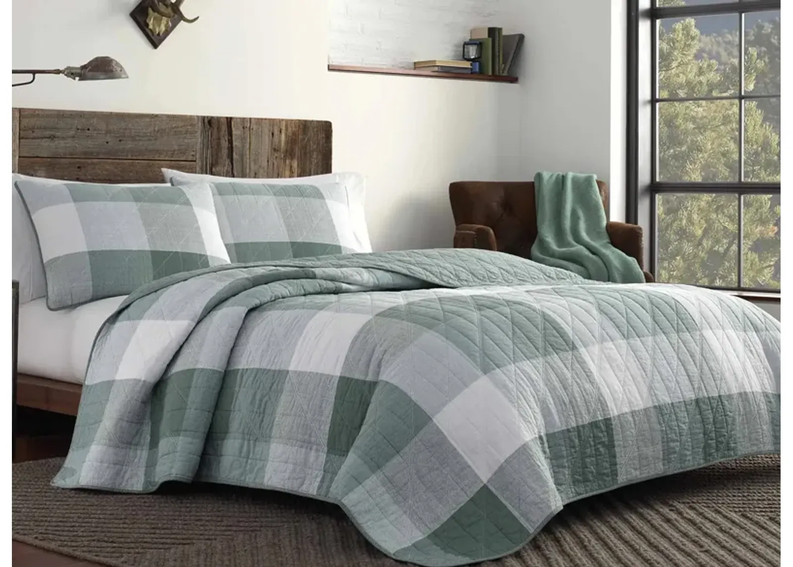 Boulder Plaid 2-pc. Quilt Set in EVERGREEN by Revman International