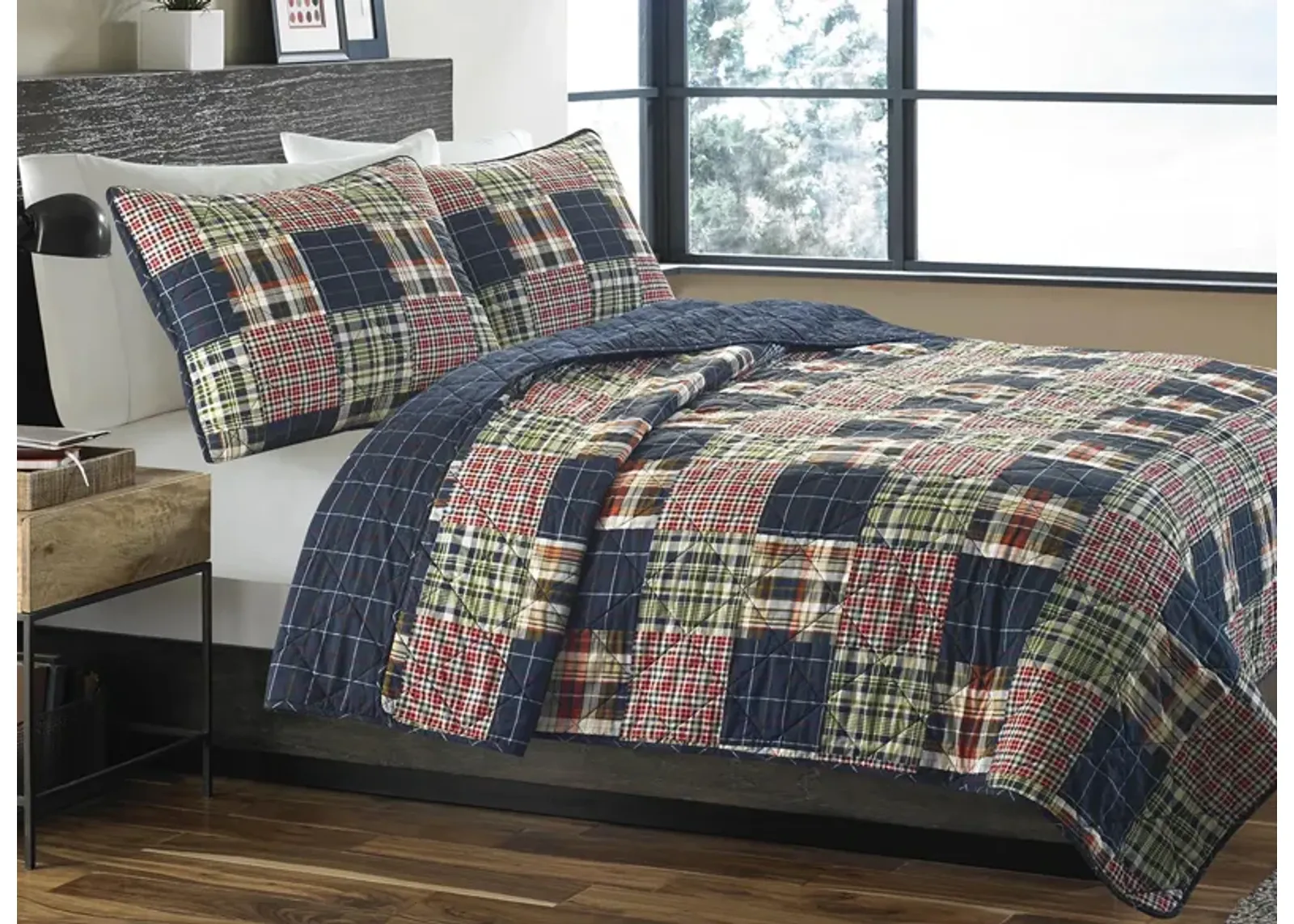 Madrona Plaid 2-pc. Quilt Set in NAVY MULTI by Revman International