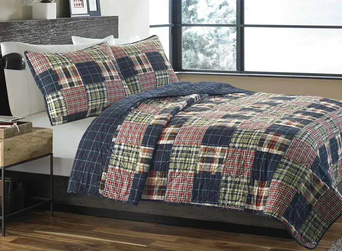 Madrona Plaid 2-pc. Quilt Set in NAVY MULTI by Revman International