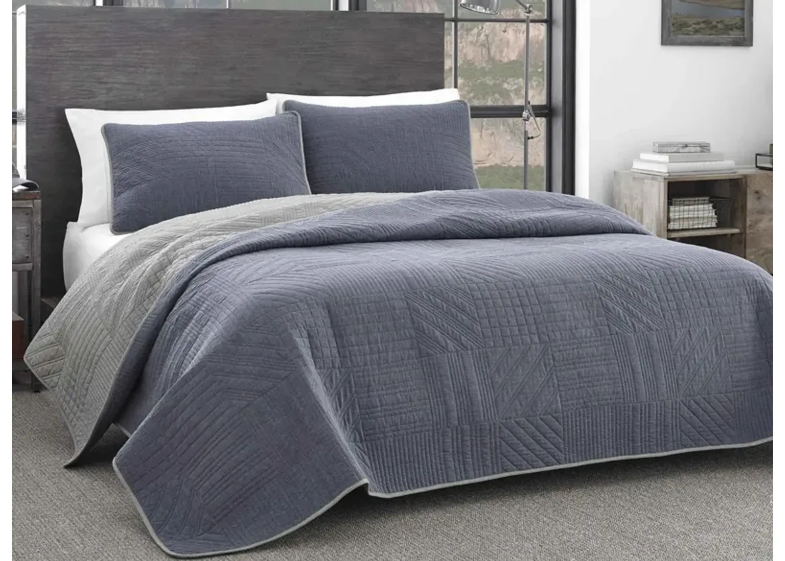 Hidden Lake 3-pc. Quilt Set Full/Queen in CHAMBRAY BLUE by Revman International