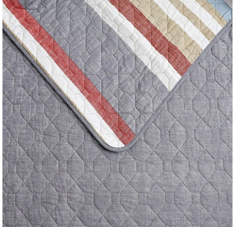 Salmon Ladder Stripe 2pc. Quilt Set