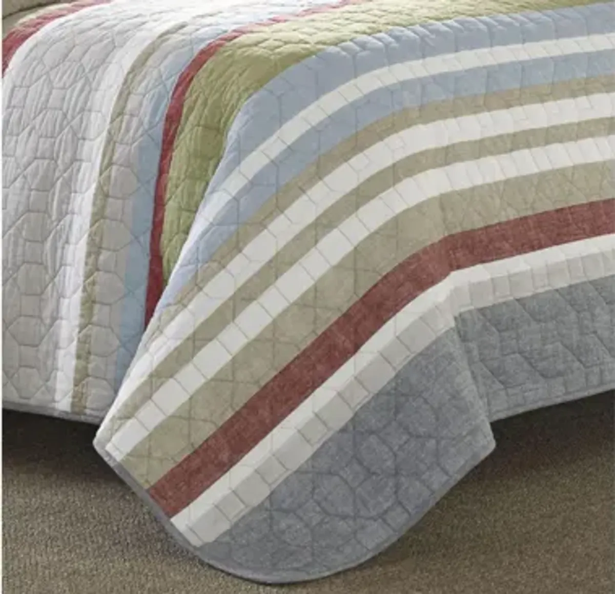 Salmon Ladder Stripe 3-pc. Quilt Set