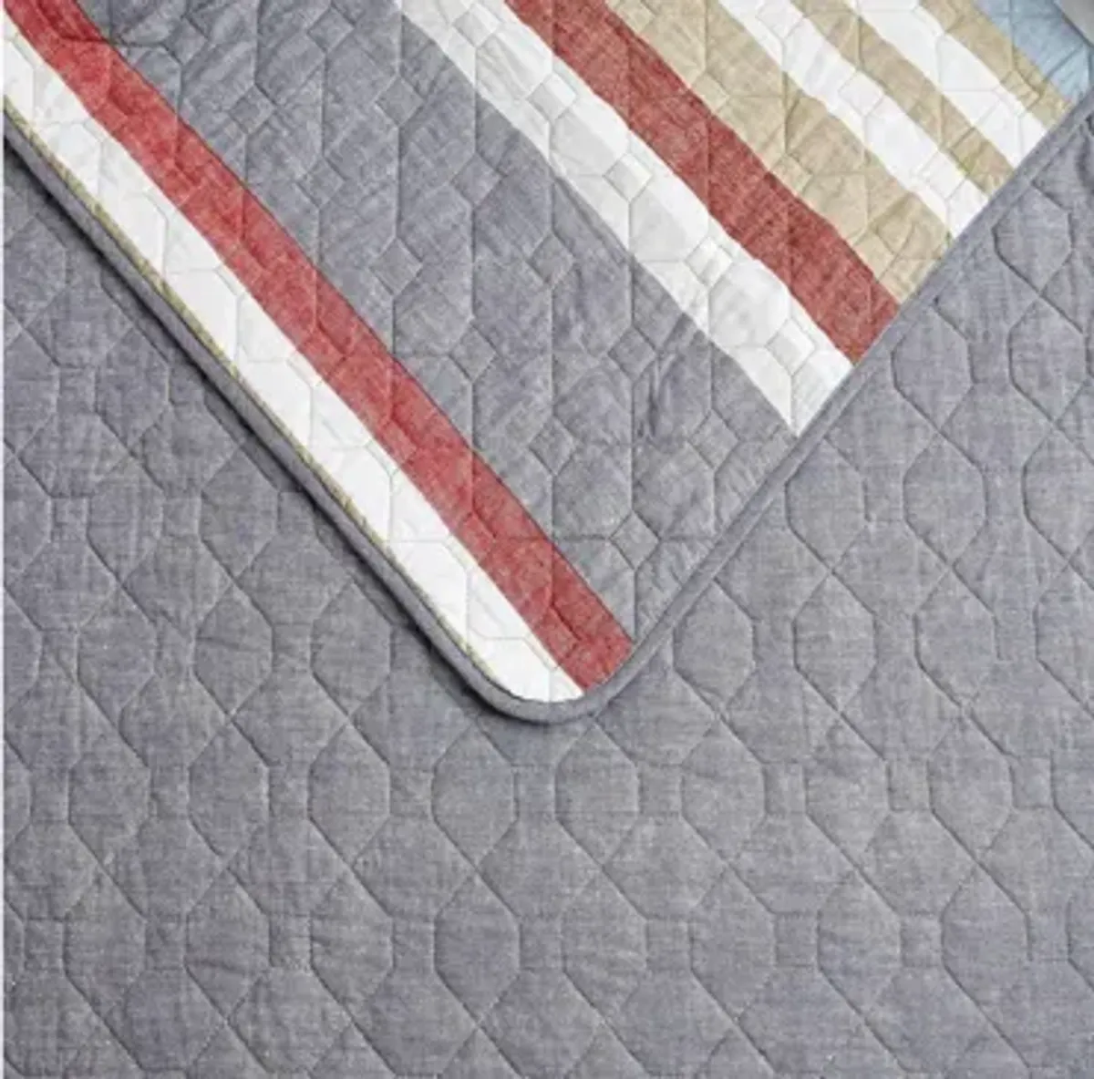 Salmon Ladder Stripe 3-pc. Quilt Set