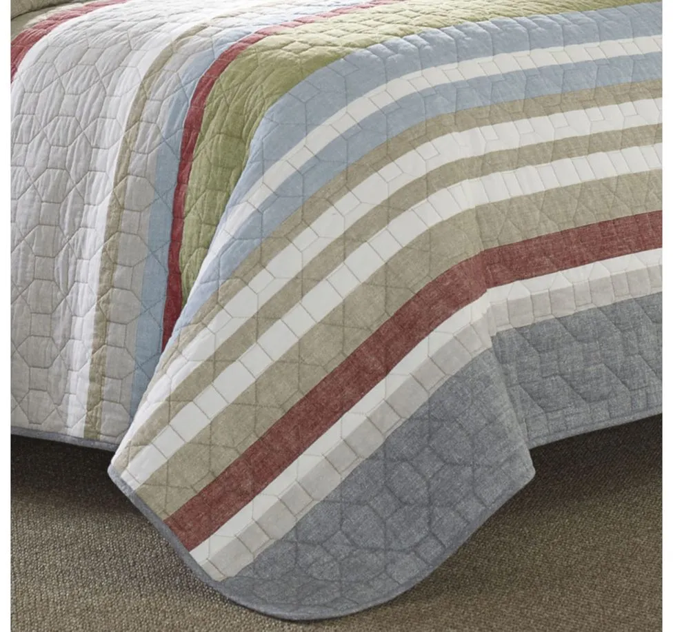 Salmon Ladder Stripe 3pc. Quilt Set