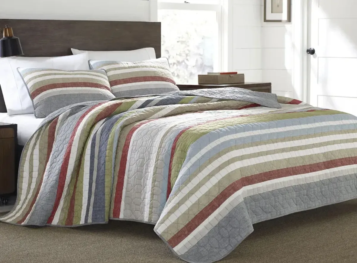 Salmon Ladder Stripe 3-pc. Quilt Set