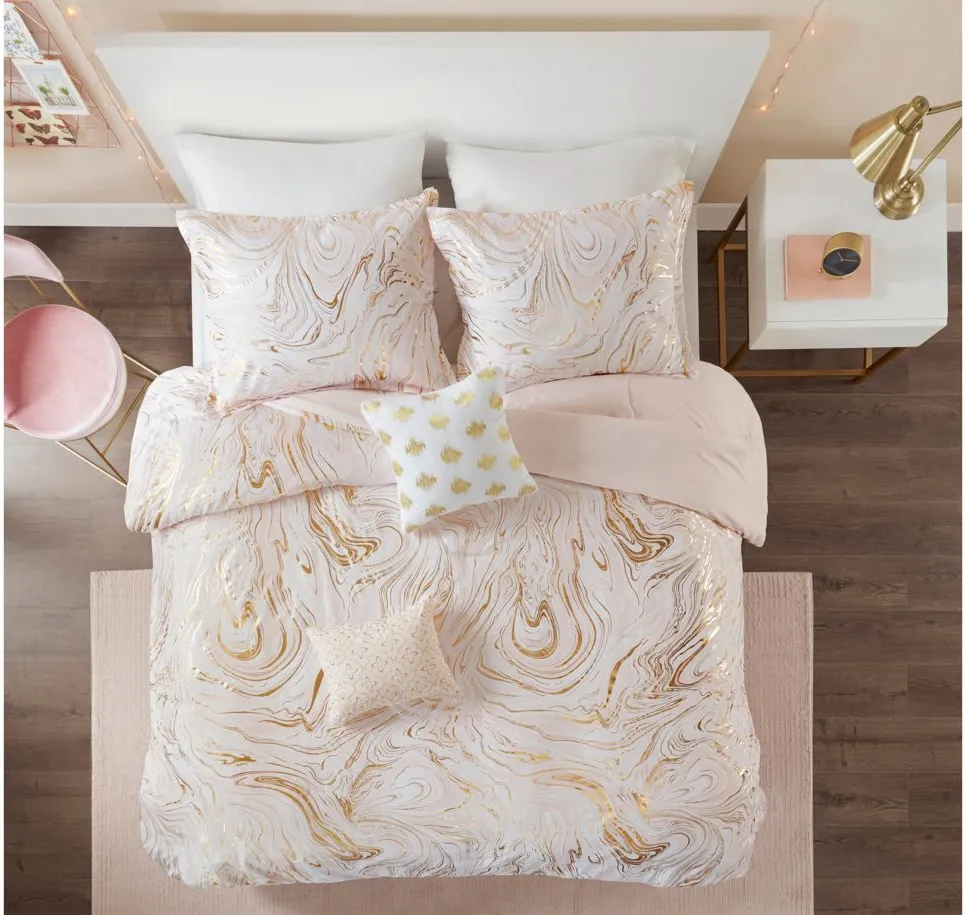 Rebecca Comforter Set in Blush/Gold by E&E Co Ltd