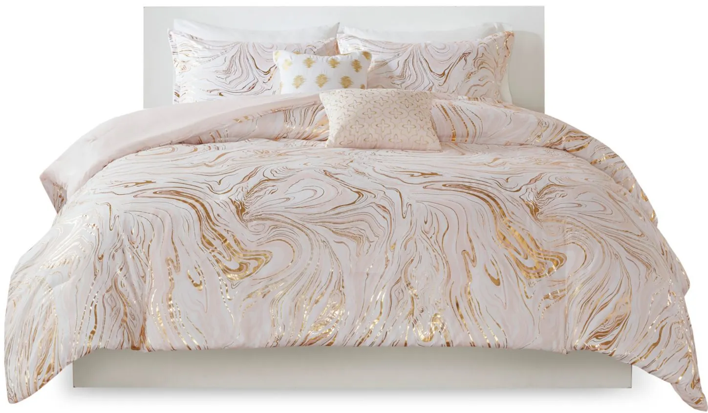 Rebecca Comforter Set in Blush/Gold by E&E Co Ltd