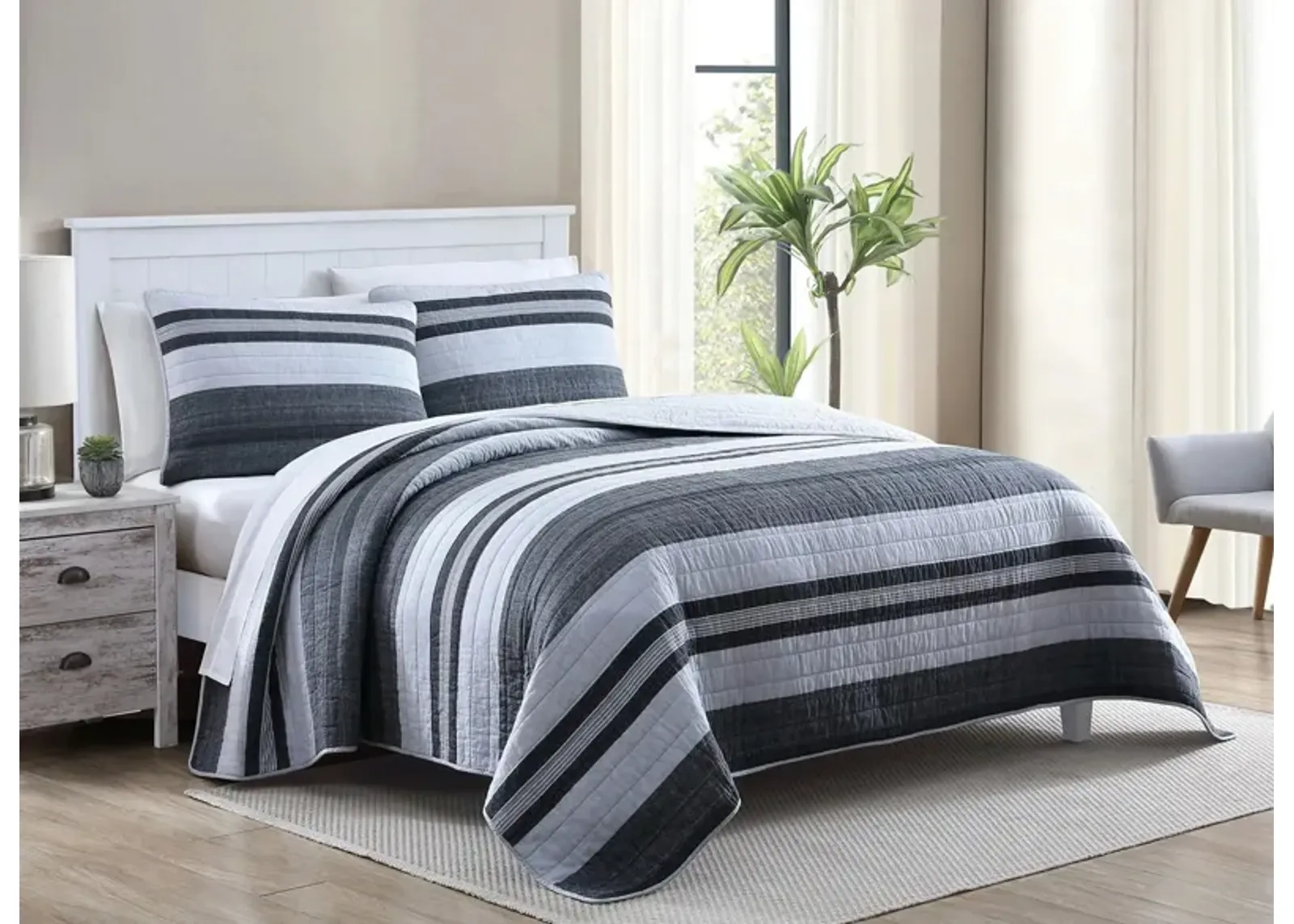 Nautica Ardmoore 2-pc. Quilt Set in Dark Gray by Revman International