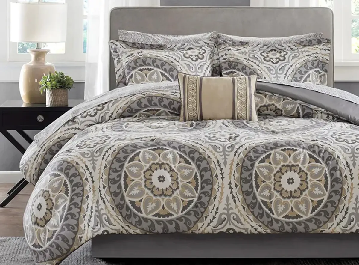 Serenity 9-pc. Comforter and Cotton Set in Taupe by E&E Co Ltd