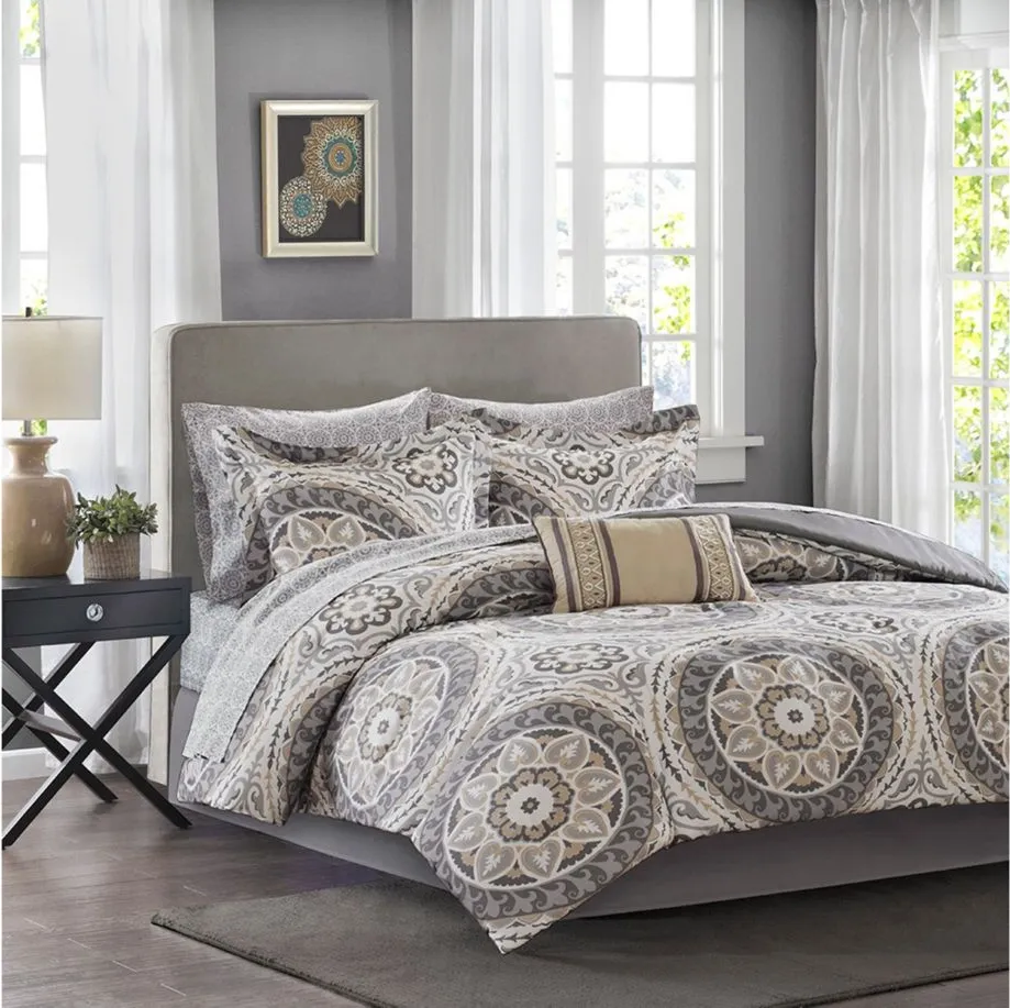 Serenity 9-pc. Comforter and Cotton Set in Taupe by E&E Co Ltd