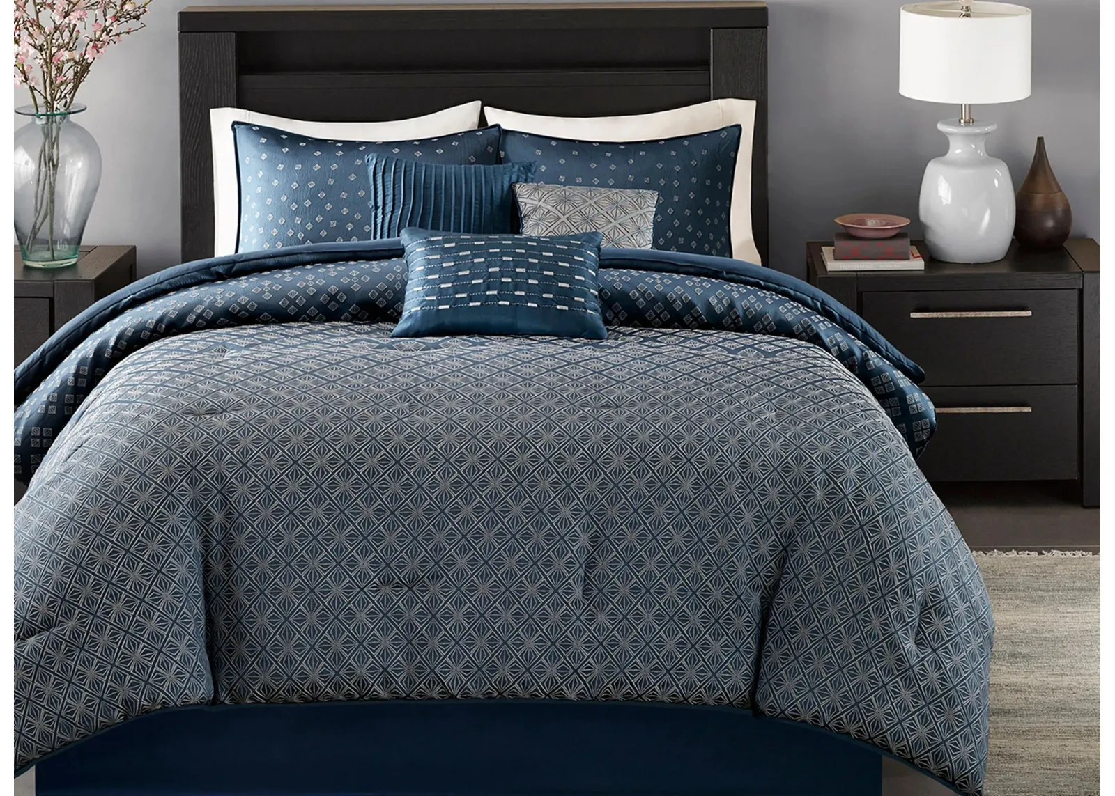 Biloxi 7-pc. Comforter Set in Navy by E&E Co Ltd