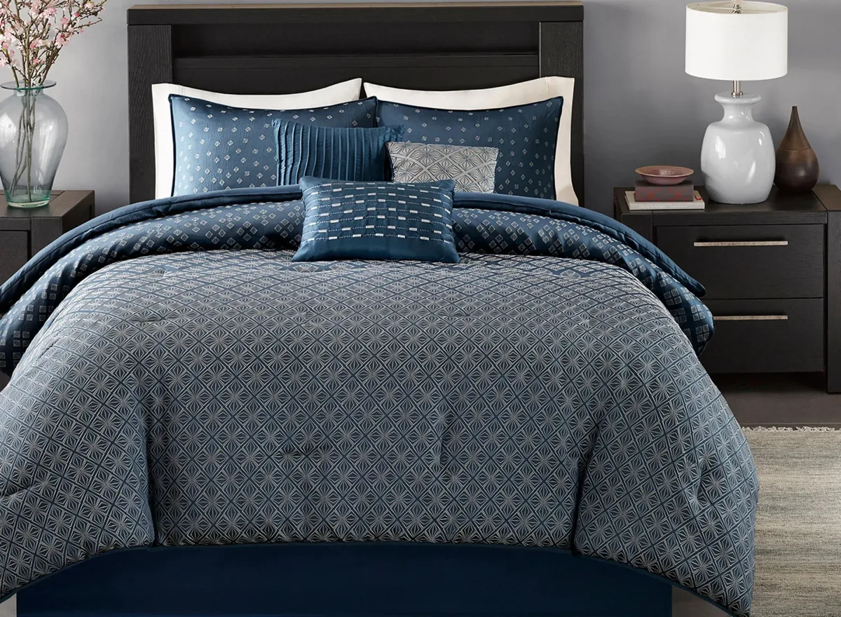 Biloxi 7-pc. Comforter Set in Navy by E&E Co Ltd