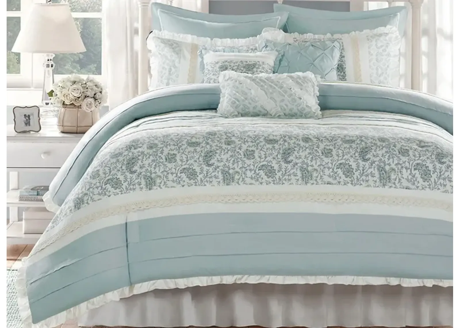 Dawn 9-pc. Comforter Set in Blue by E&E Co Ltd