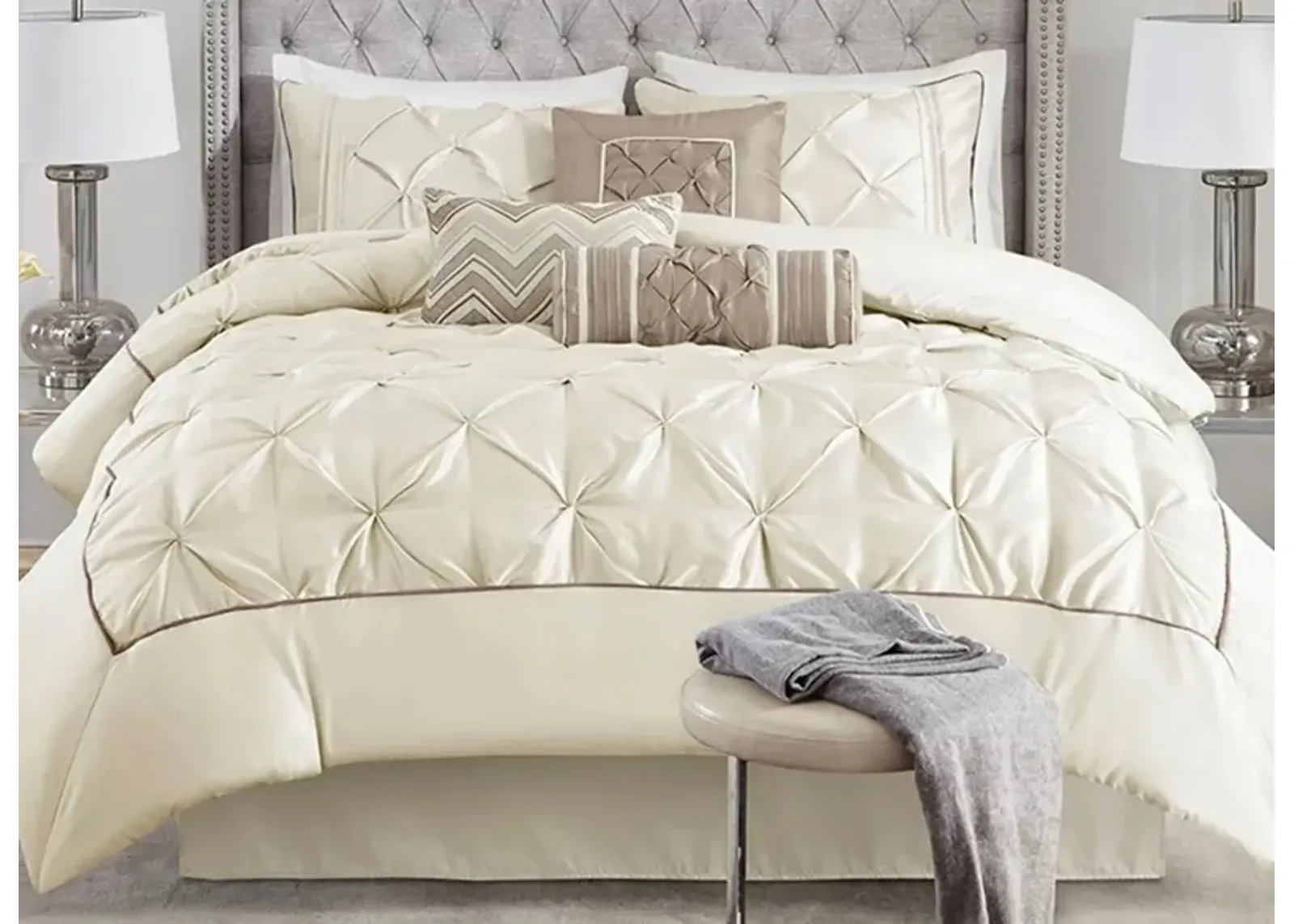 Laurel 7-pc. Comforter Set in Ivory by E&E Co Ltd