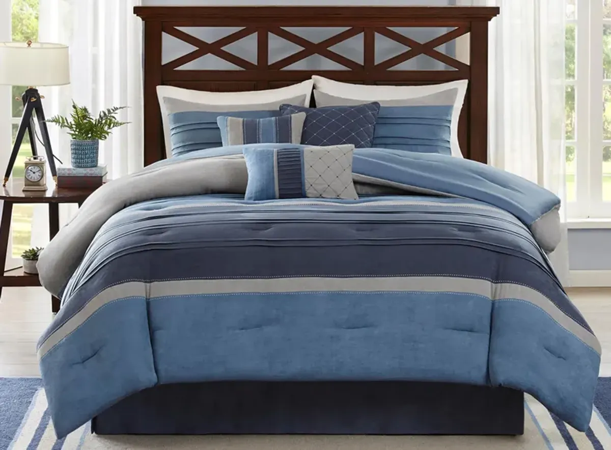 Collins 7-pc. Comforter Set in Navy by E&E Co Ltd