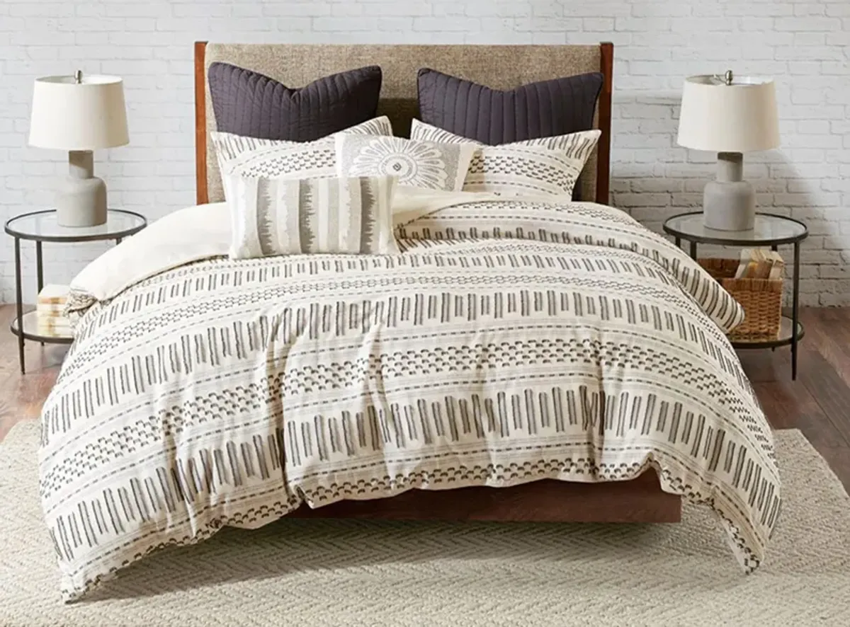 Rhea Comforter Set in Ivory/Charcoal by E&E Co Ltd