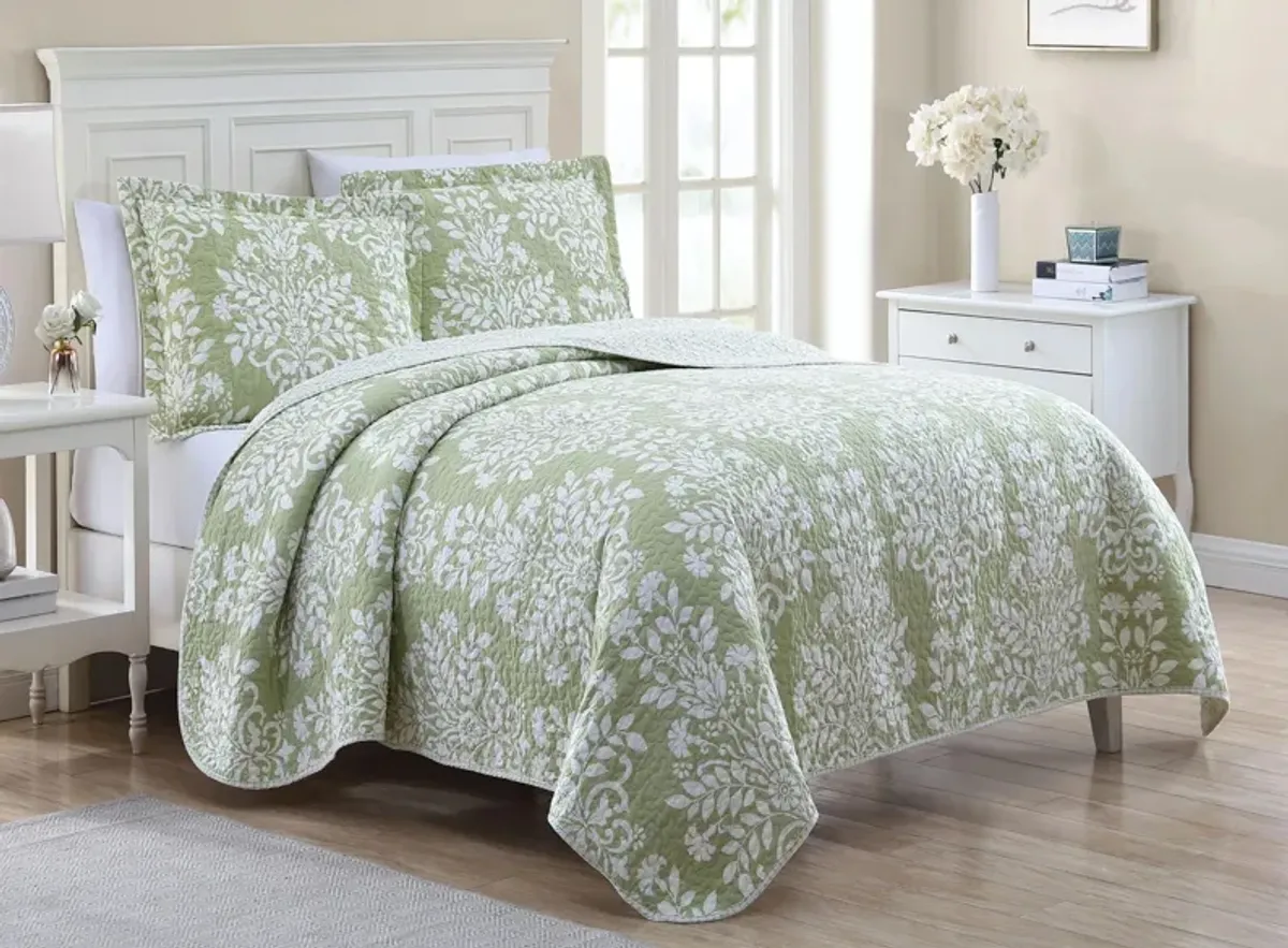 Rowland-2 Piece Quilt Set in LIGHT GREEN by Revman International