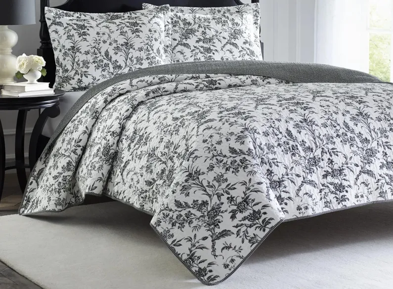 Amberley-3 Piece Quilt Set in BLACK/WHITE by Revman International