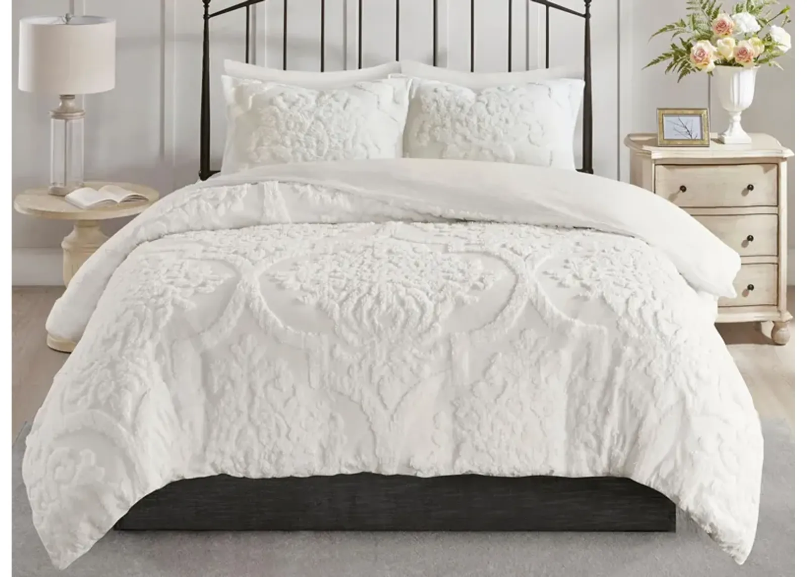 Viola 3-pc. Duvet Cover Set in White by E&E Co Ltd