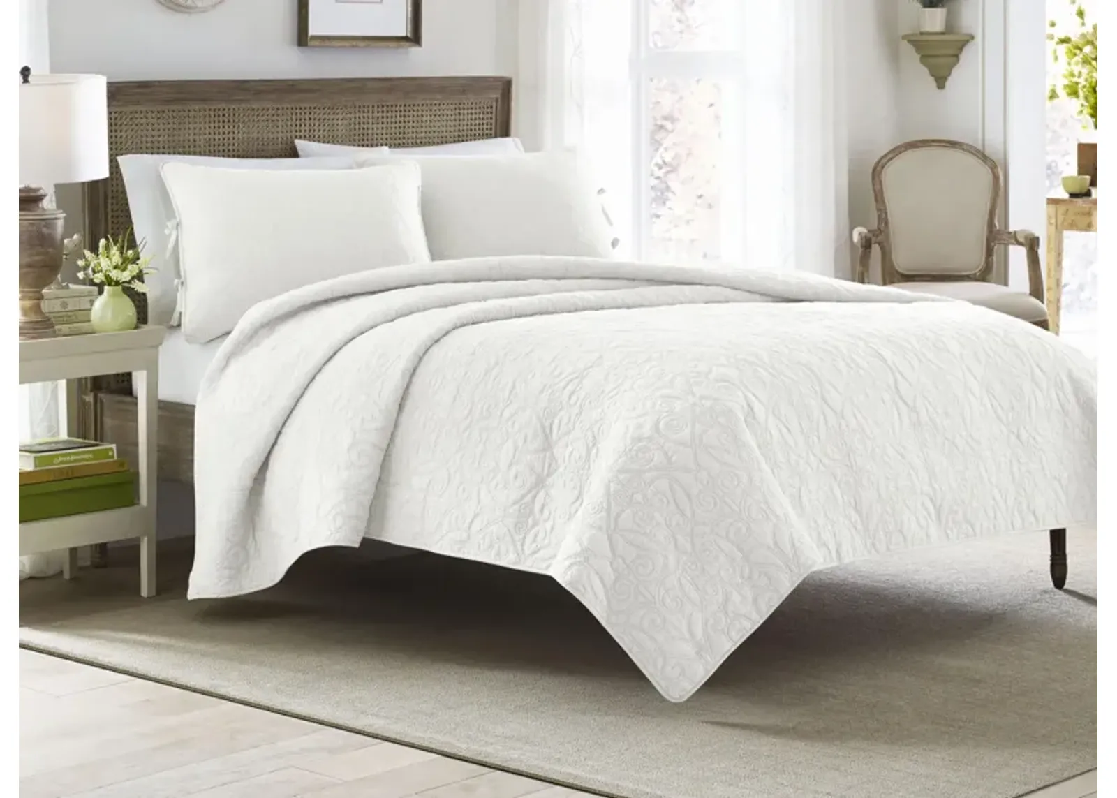 Felicity-2 Piece Quilt Set in WHITE by Revman International