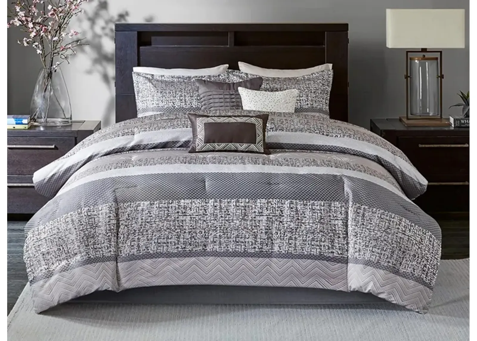 Rhapsody 7-pc. Comforter Set in Gray/Taupe by E&E Co Ltd