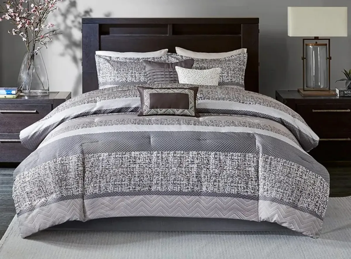 Rhapsody 7-pc. Comforter Set in Gray/Taupe by E&E Co Ltd