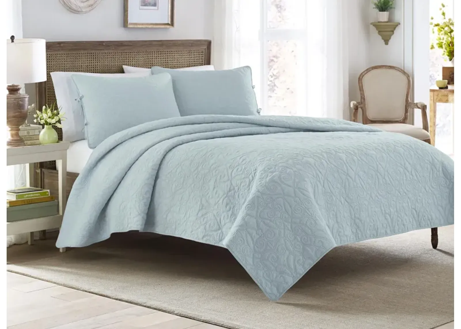 Felicity-3 Piece Quilt Set in BREEZE BLUE by Revman International