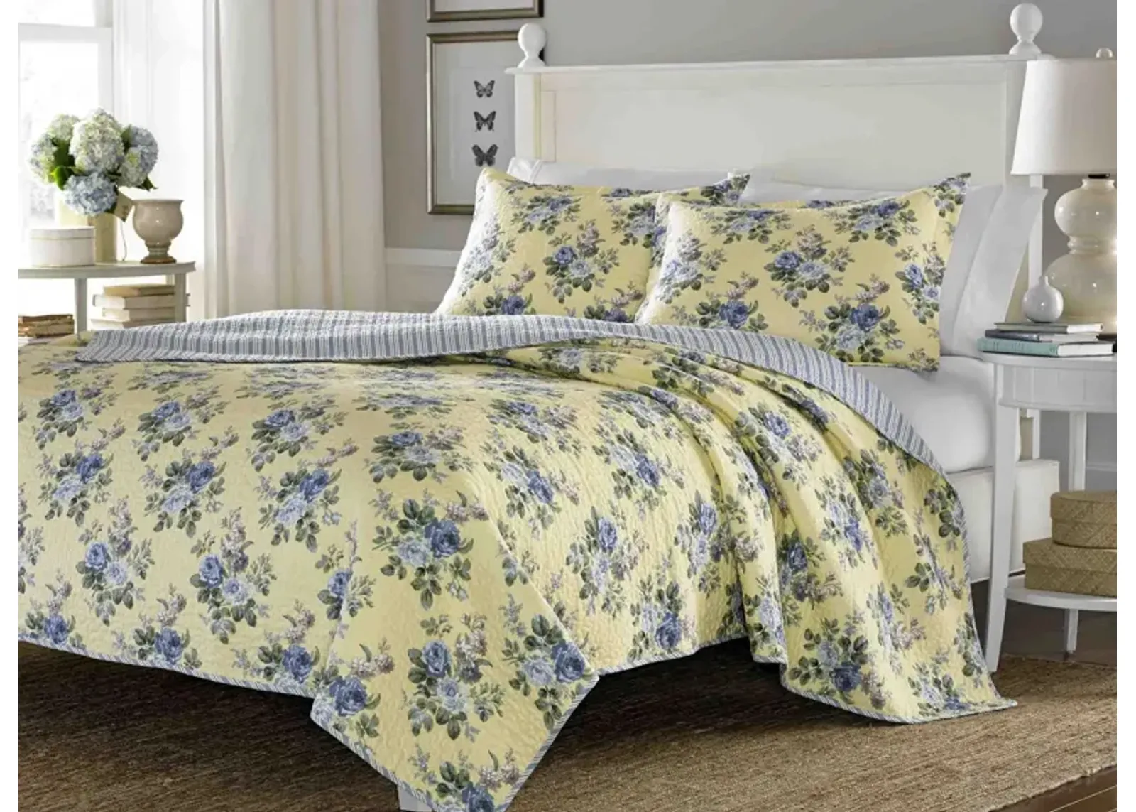 Linley-2 Piece Quilt Set in PALE YELLOW by Revman International