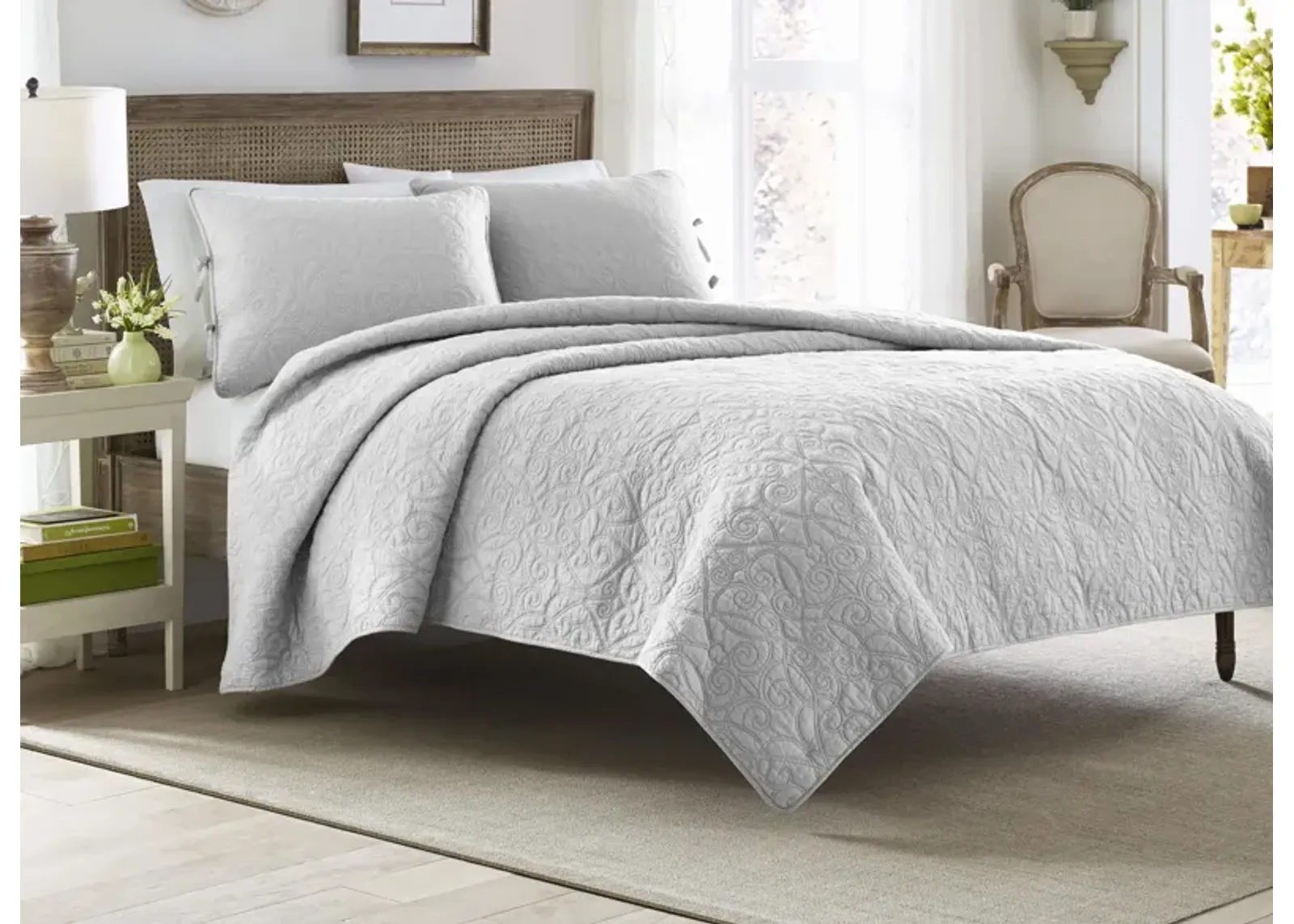 Felicity-2 Piece Quilt Set in SOFT GRAY by Revman International