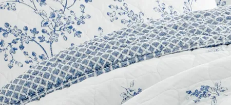 Flora-2 Piece Quilt Set in BLUE by Revman International