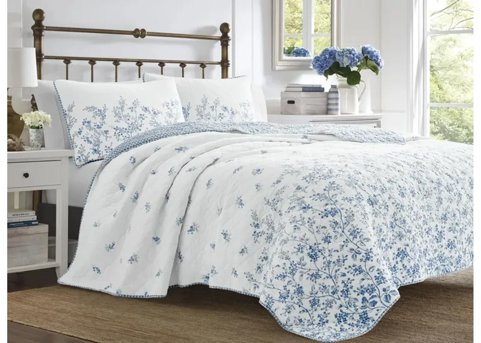 Flora-2 Piece Quilt Set in BLUE by Revman International