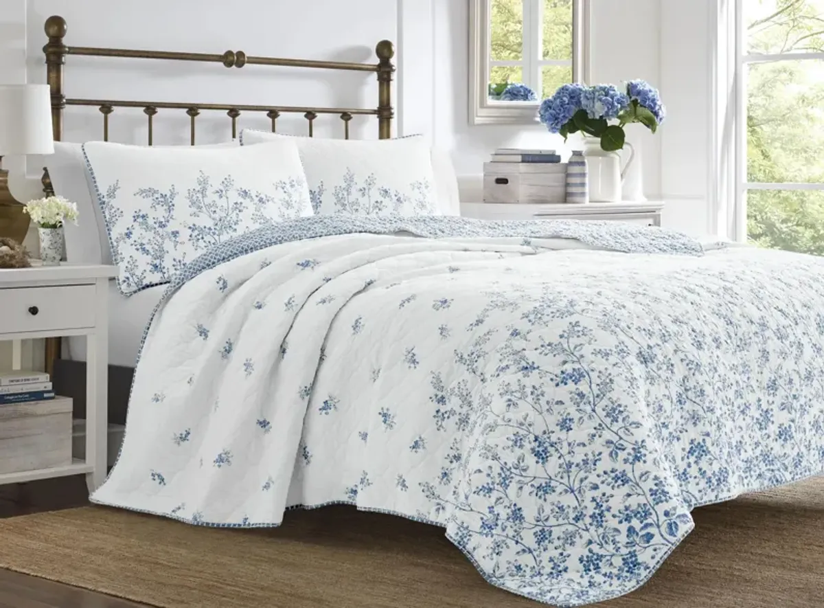 Flora-2 Piece Quilt Set in BLUE by Revman International