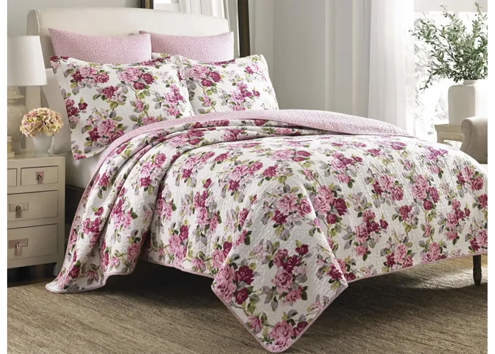 Lidia-2 Piece Quilt Set in MULTI PINK by Revman International