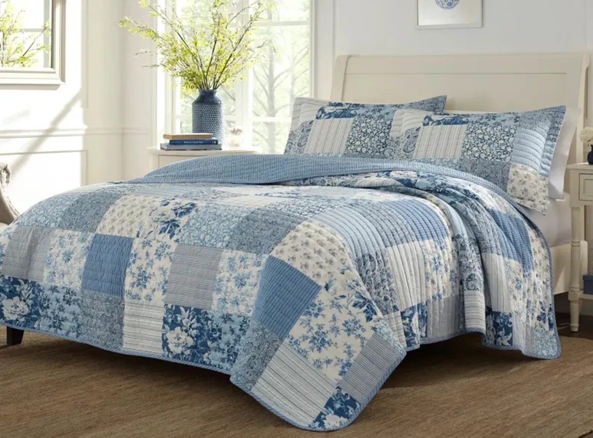 Paisley Patchwork-3 Piece Quilt Set in BLUE by Revman International