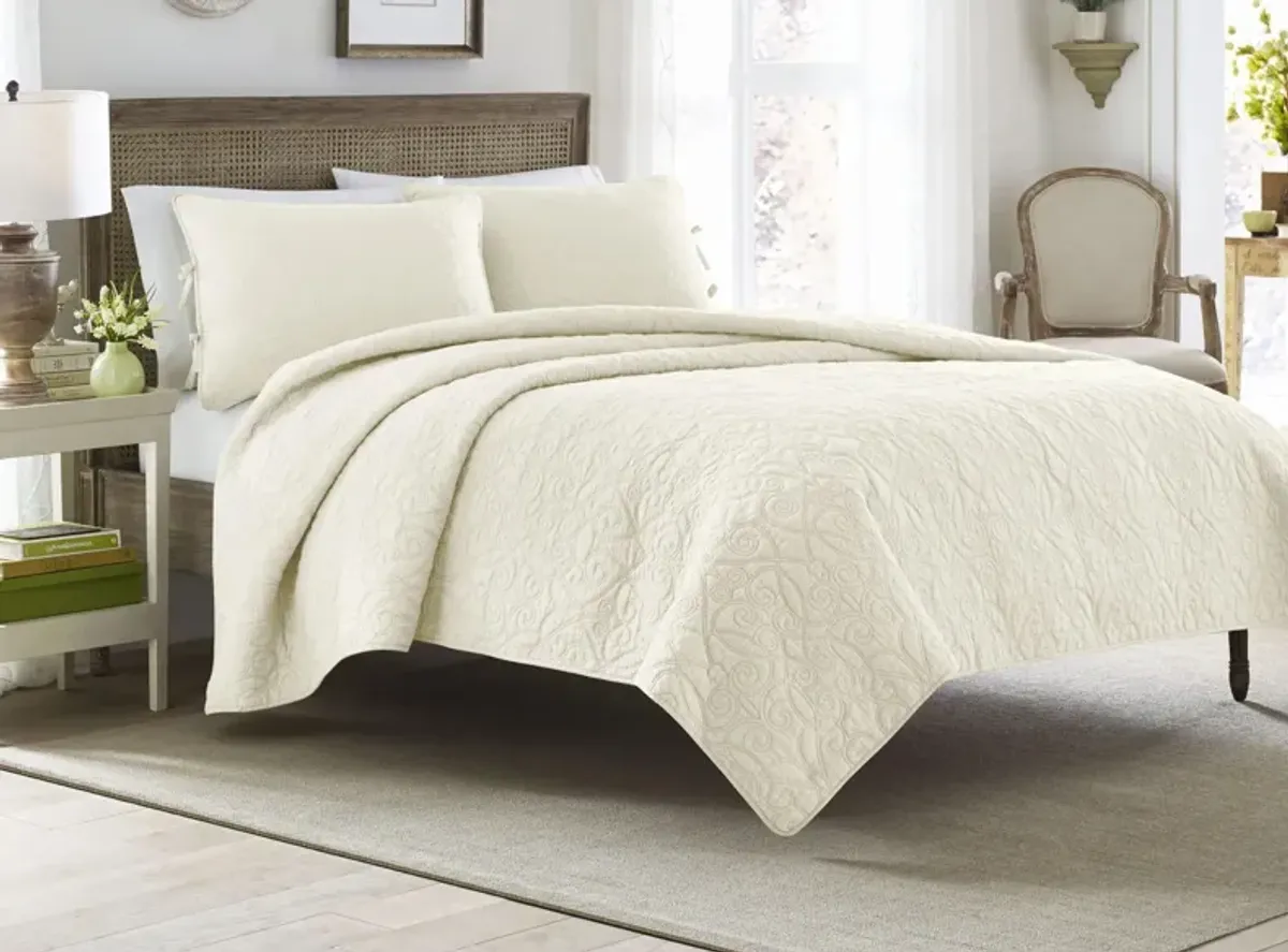 Felicity-2 Piece Quilt Set in IVORY by Revman International