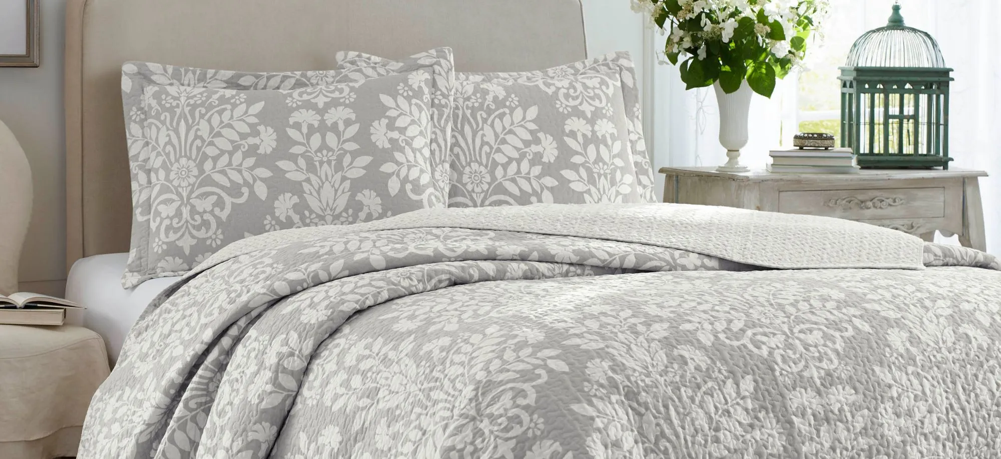 Rowland-2 Piece Quilt Set in DOVE GRAY by Revman International
