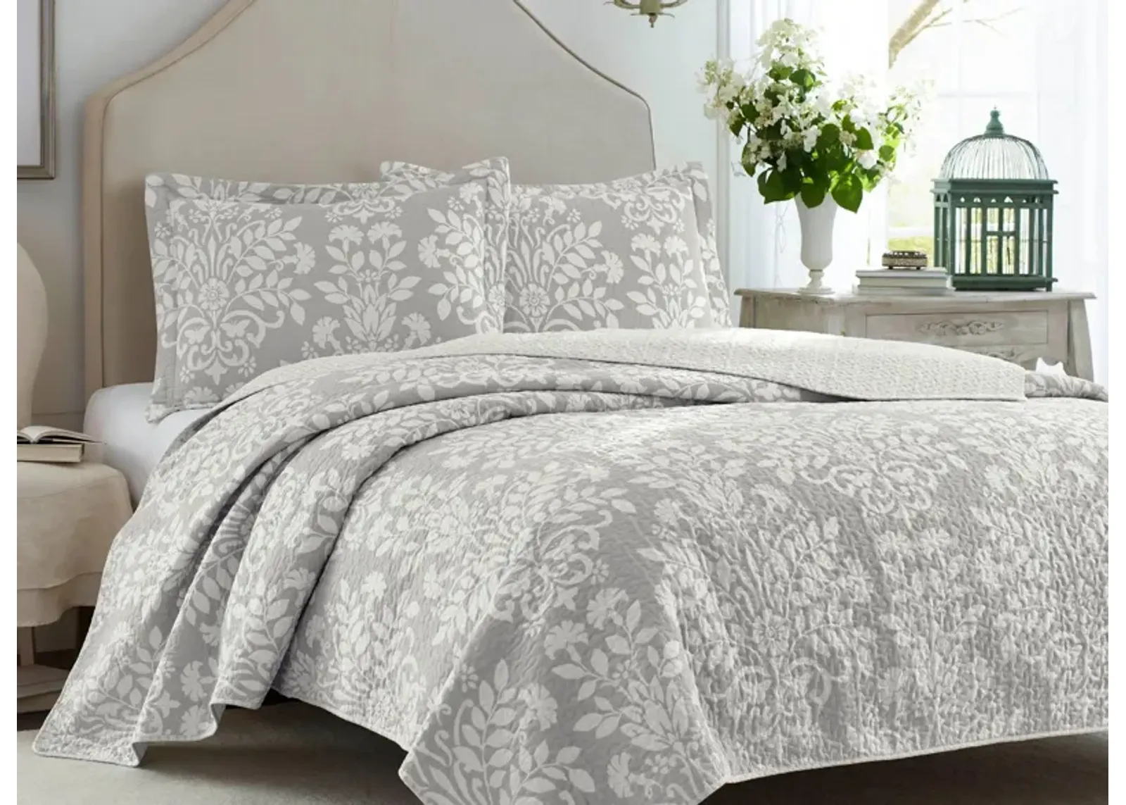 Rowland-2 Piece Quilt Set in DOVE GRAY by Revman International