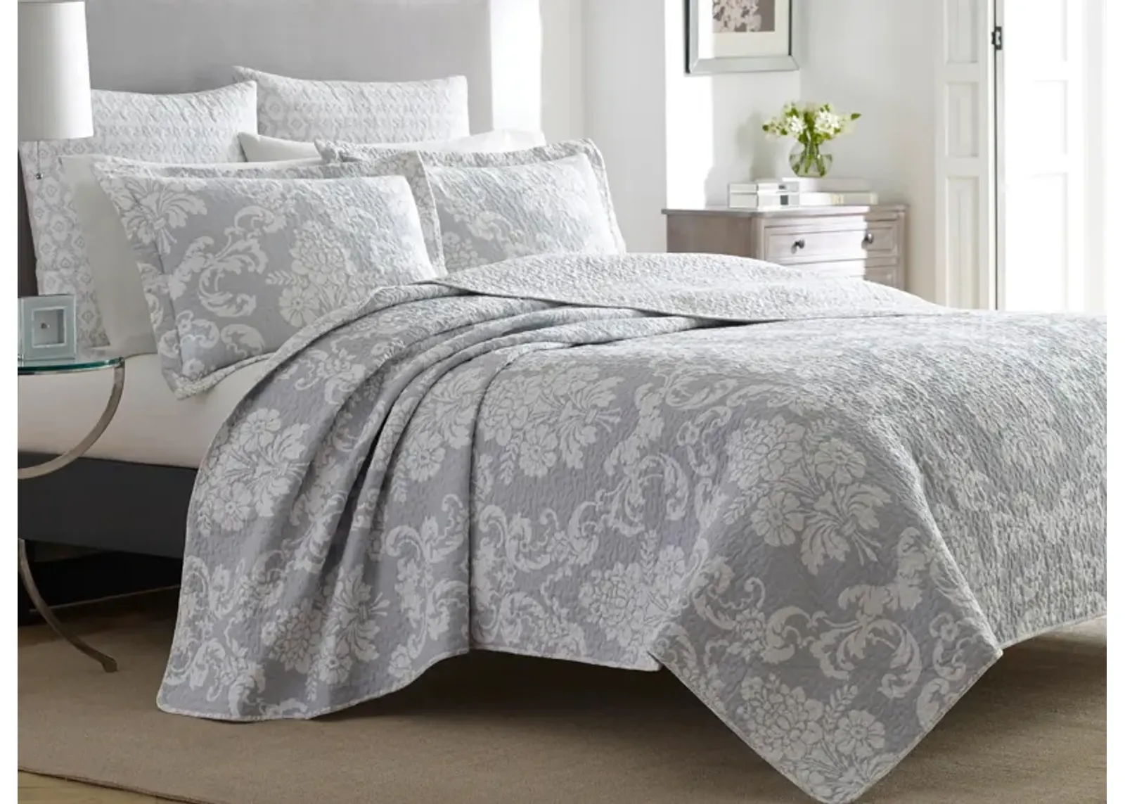 Venetia-2 Piece Quilt Set in GRAY by Revman International