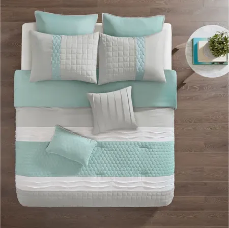 Tinsley 8-pc. Comforter Set in Seafoam/Gray by E&E Co Ltd