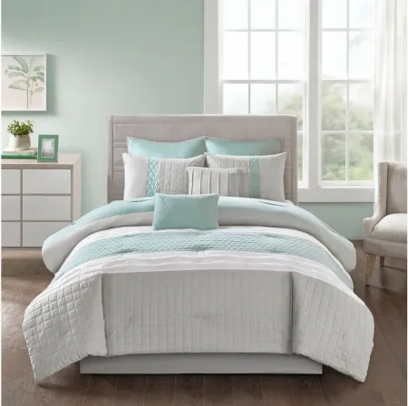 Tinsley 8-pc. Comforter Set in Seafoam/Gray by E&E Co Ltd