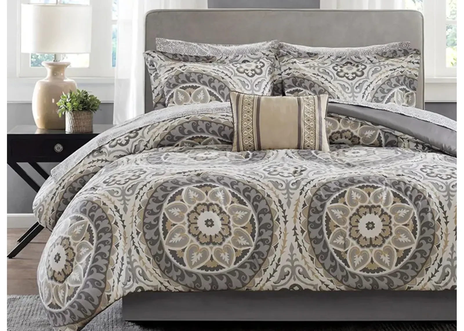 Serenity 9-pc. Comforter and Cotton Set in Taupe by E&E Co Ltd