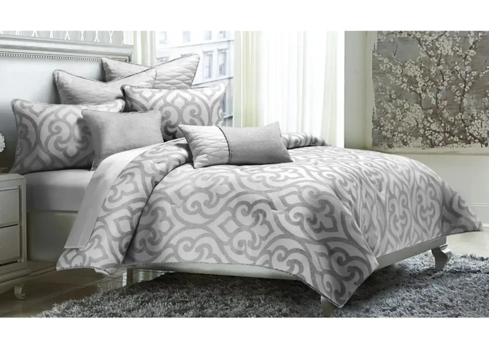 Canterbury 8-pc. Comforter Set in Gray, Silver by Amini Innovation